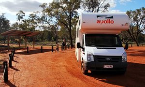 An Apollo campervan parked at Mount Gundabooka national playground