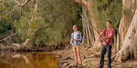 Fishing at Mungo Brush campground, Myall Lakes National Park. Picture: John Spencer/OEH