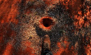 The entry to a mulga ant nest near Mount Gundabooka. Some experts believe the ants develop levees to stop the nests being flooded during hefty rain